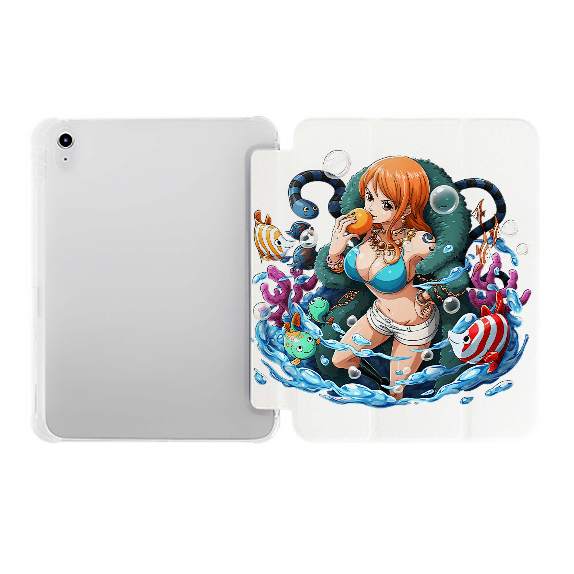 （画像用） ワンピース ナミ ONE PIECE Nami IPad ケース ペン収納付き 三つ折りスタンド PUレザー×シリコン 対応機種9.5/10.5/10.9インチ